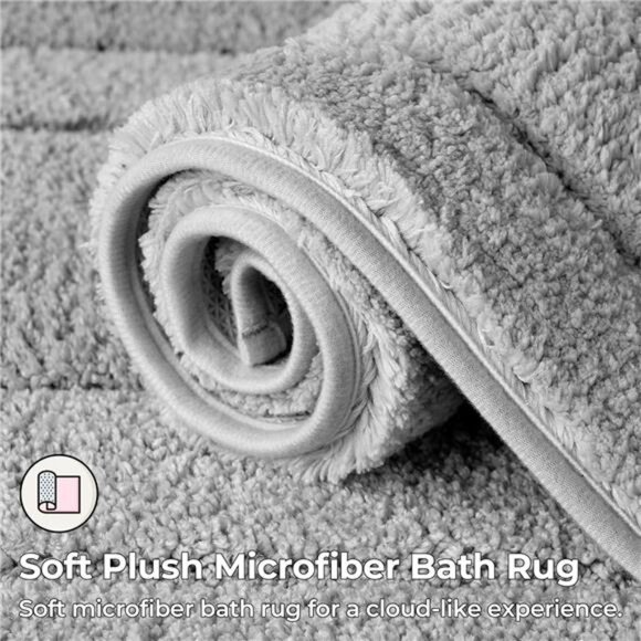 Gray Bathroom Rugs, Bath Mats for Bathroom Non-Slip, Super Soft and Absorbent - Picture 3 of 7
